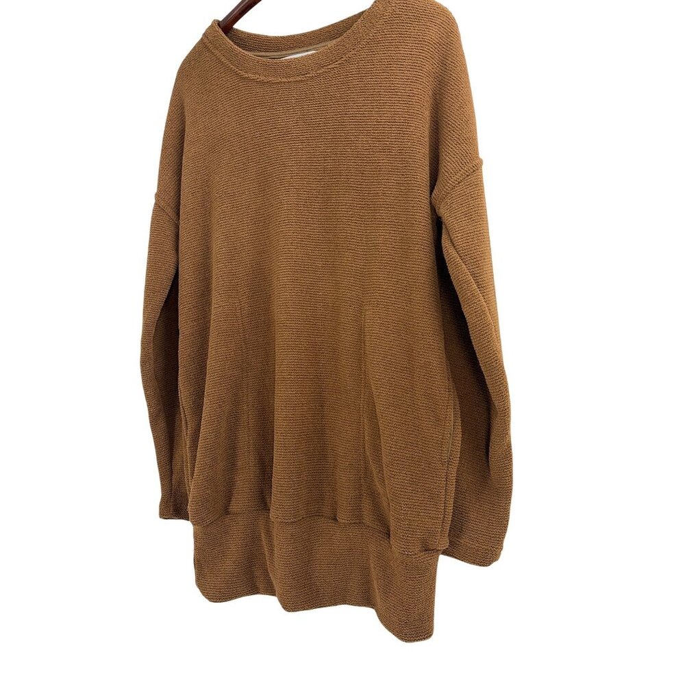 Free People Beach Banded Sweater Tunic Brown Womens Size Small Chunky Oversize - Picture 3 of 8
